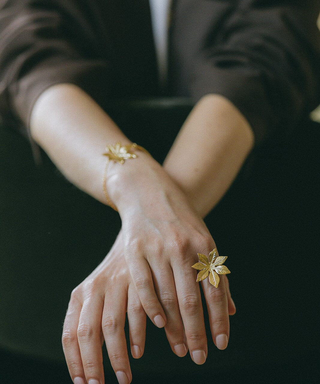 Maxi Bague Chloris Or Fleur Ajustable Bagues Monsieur Simone