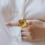 Maxi Bague Gaïa Argent Fleur Ajustable Bagues Monsieur Simone