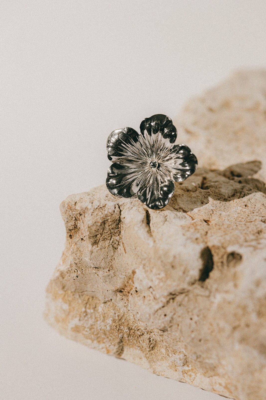 Maxi Bague Gaïa Argent Fleur Ajustable Bagues Monsieur Simone