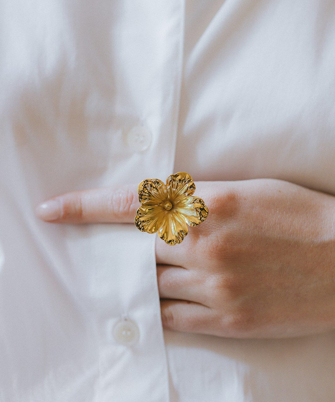 Maxi Bague Gaïa Or Fleur Ajustable Bagues Monsieur Simone