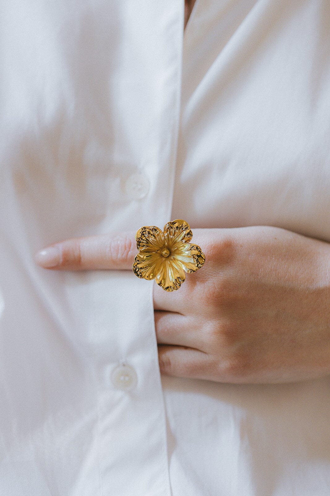 Maxi Bague Gaïa Or Fleur Ajustable Bagues Monsieur Simone