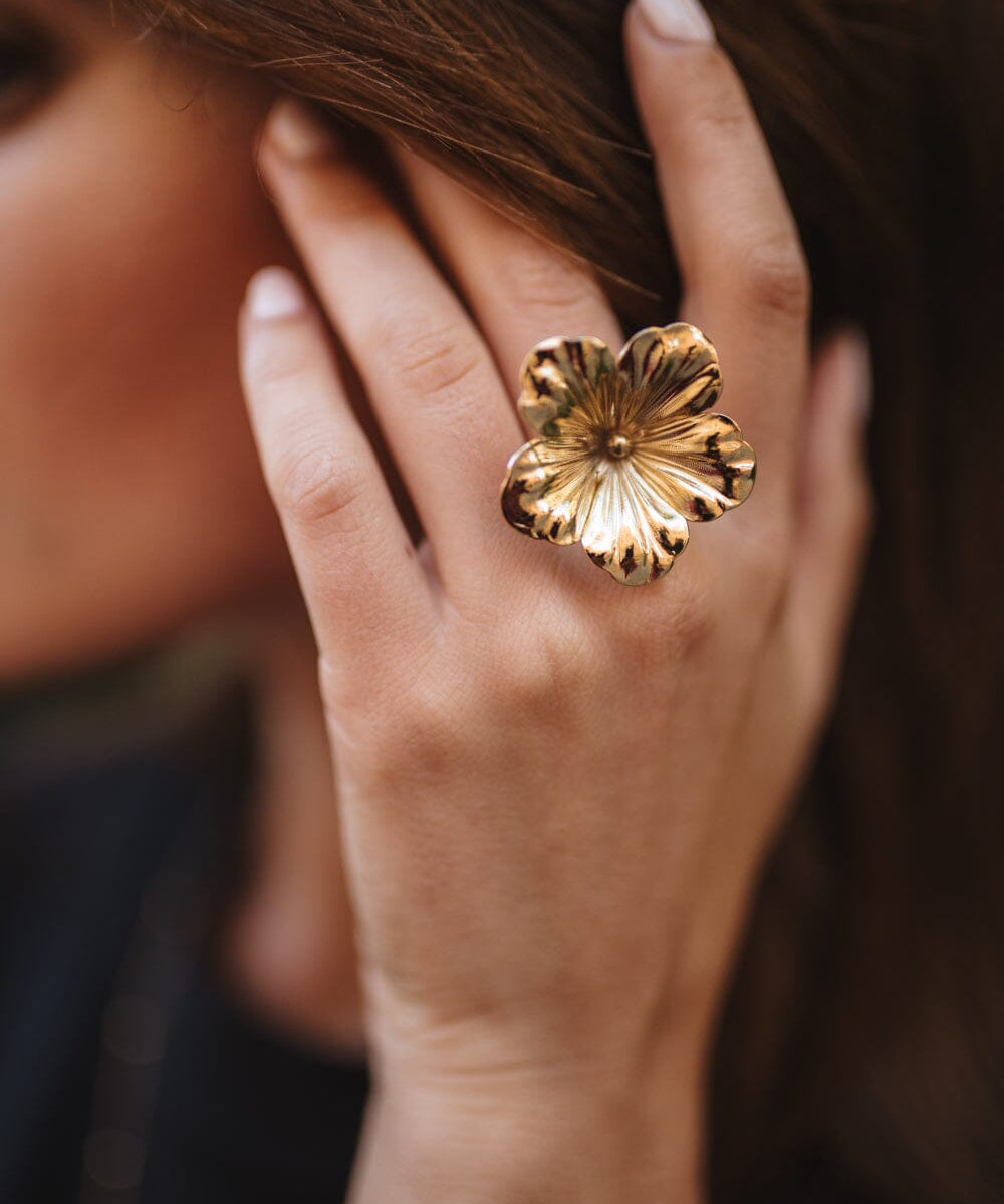 Maxi Bague Gaïa Or Fleur Ajustable Bagues Monsieur Simone