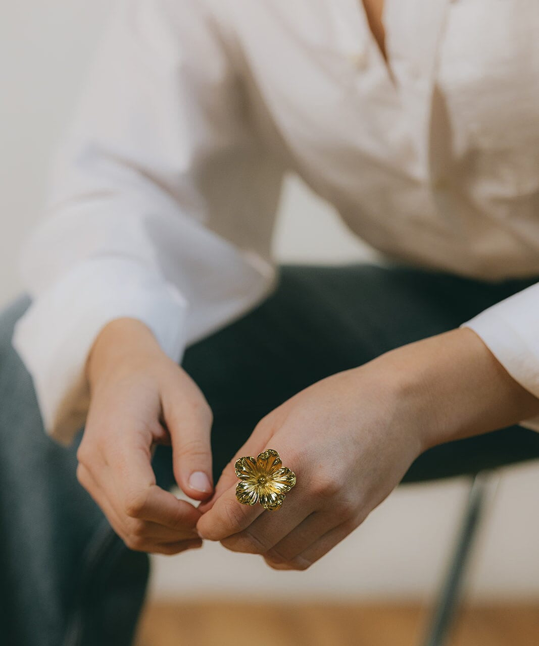 Maxi Bague Gaïa Or Fleur Ajustable Bagues Monsieur Simone