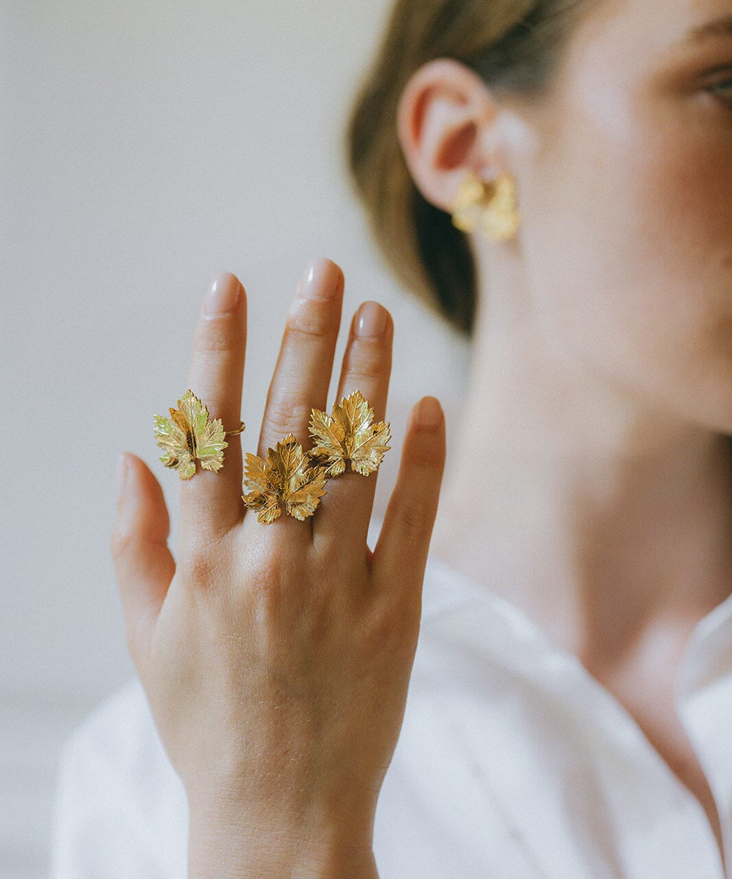 Maxi Bague Héra Or Feuille Ajustable Bagues Monsieur Simone