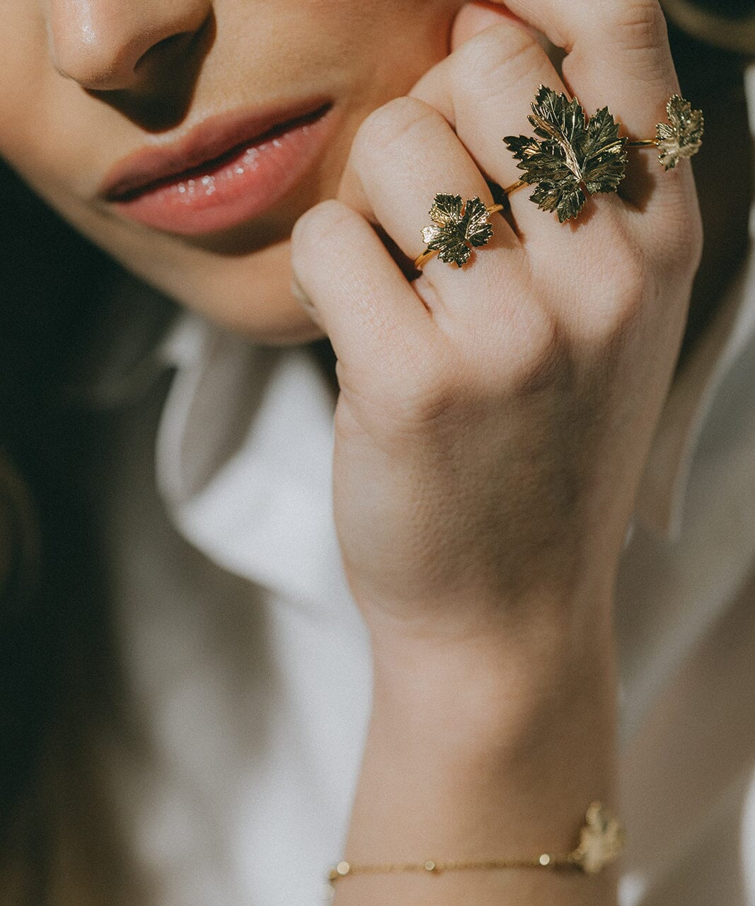 Maxi Bague Héra Or Feuille Ajustable Bagues Monsieur Simone