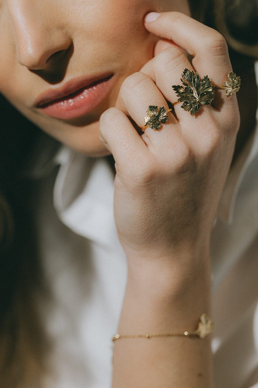 Maxi Bague Héra Or Feuille Ajustable Bagues Monsieur Simone