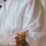 Maxi Bague Héra Or Feuille Ajustable Bagues Monsieur Simone