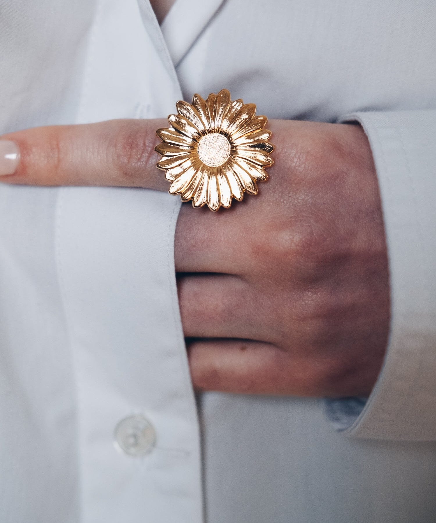 Maxi Bague Maïa Or Fleur Ajustable Bagues Monsieur Simone