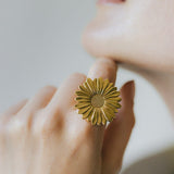 Maxi Bague Maïa Or Fleur Ajustable Bagues Monsieur Simone