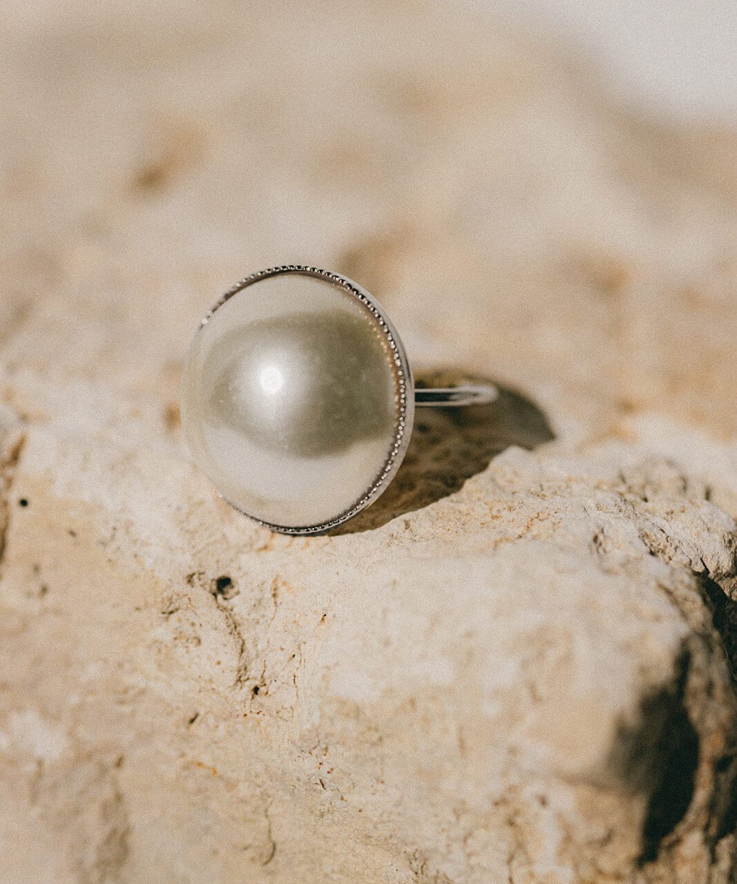 Maxi Bague Nélya Argent Perle Ajustable Bagues Monsieur Simone