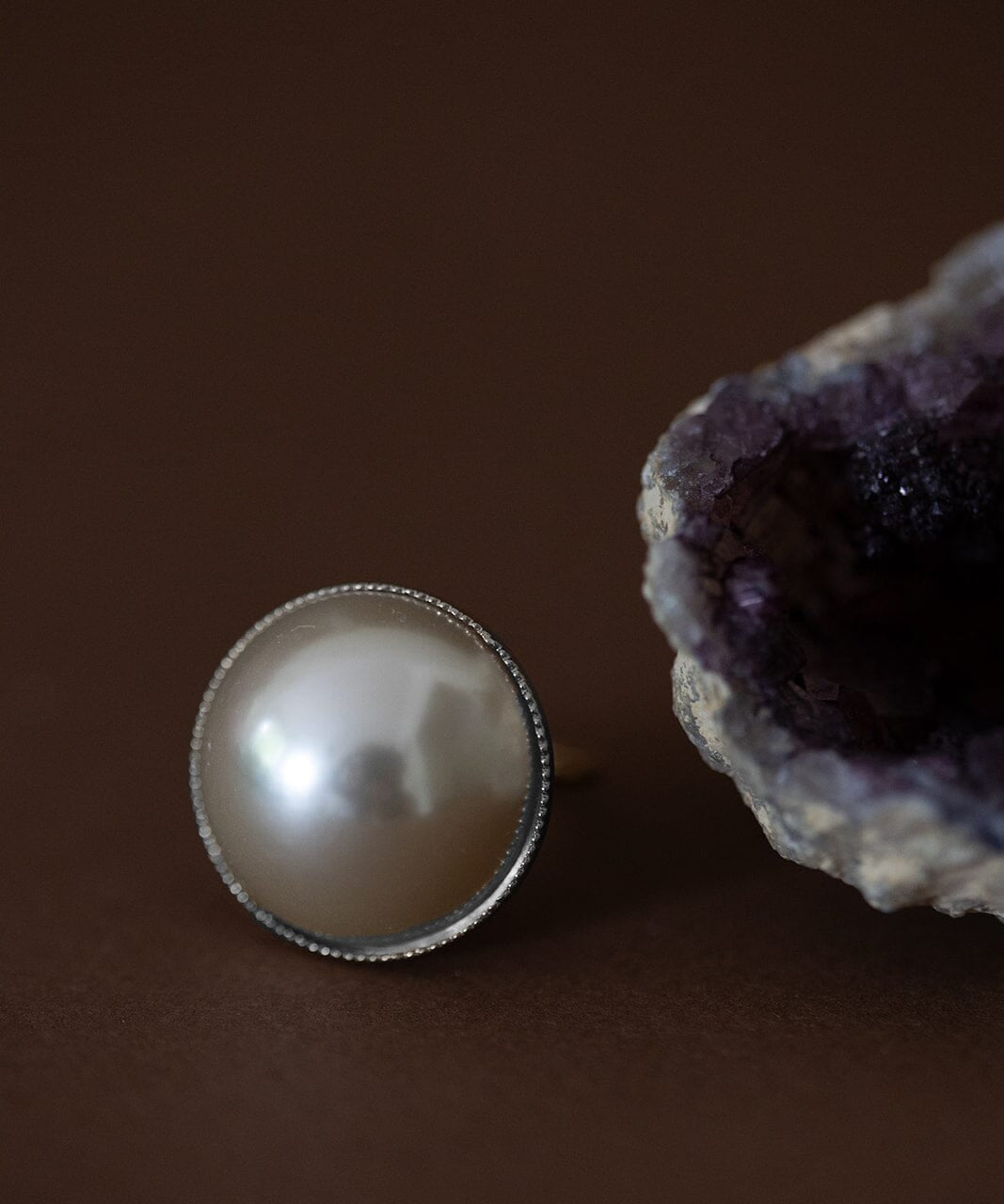 Maxi Bague Nélya Argent Perle Ajustable Bagues Monsieur Simone