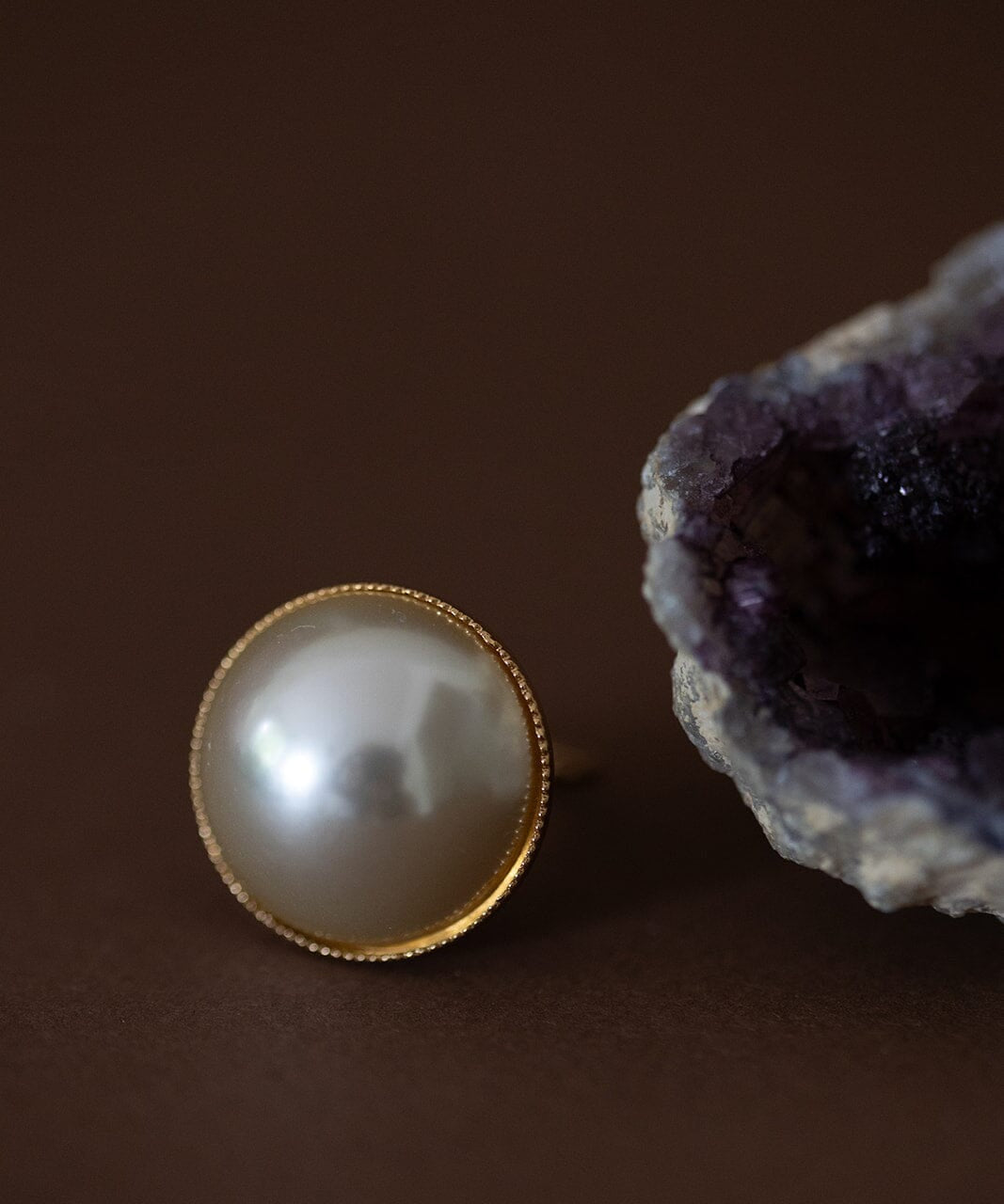 Maxi Bague Nélya Or Perle Ajustable Bagues Monsieur Simone