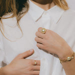 Maxi Bague Nélya Or Perle Ajustable Bagues Monsieur Simone