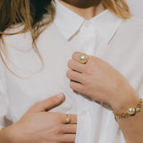 Maxi Bague Nélya Or Perle Ajustable Bagues Monsieur Simone