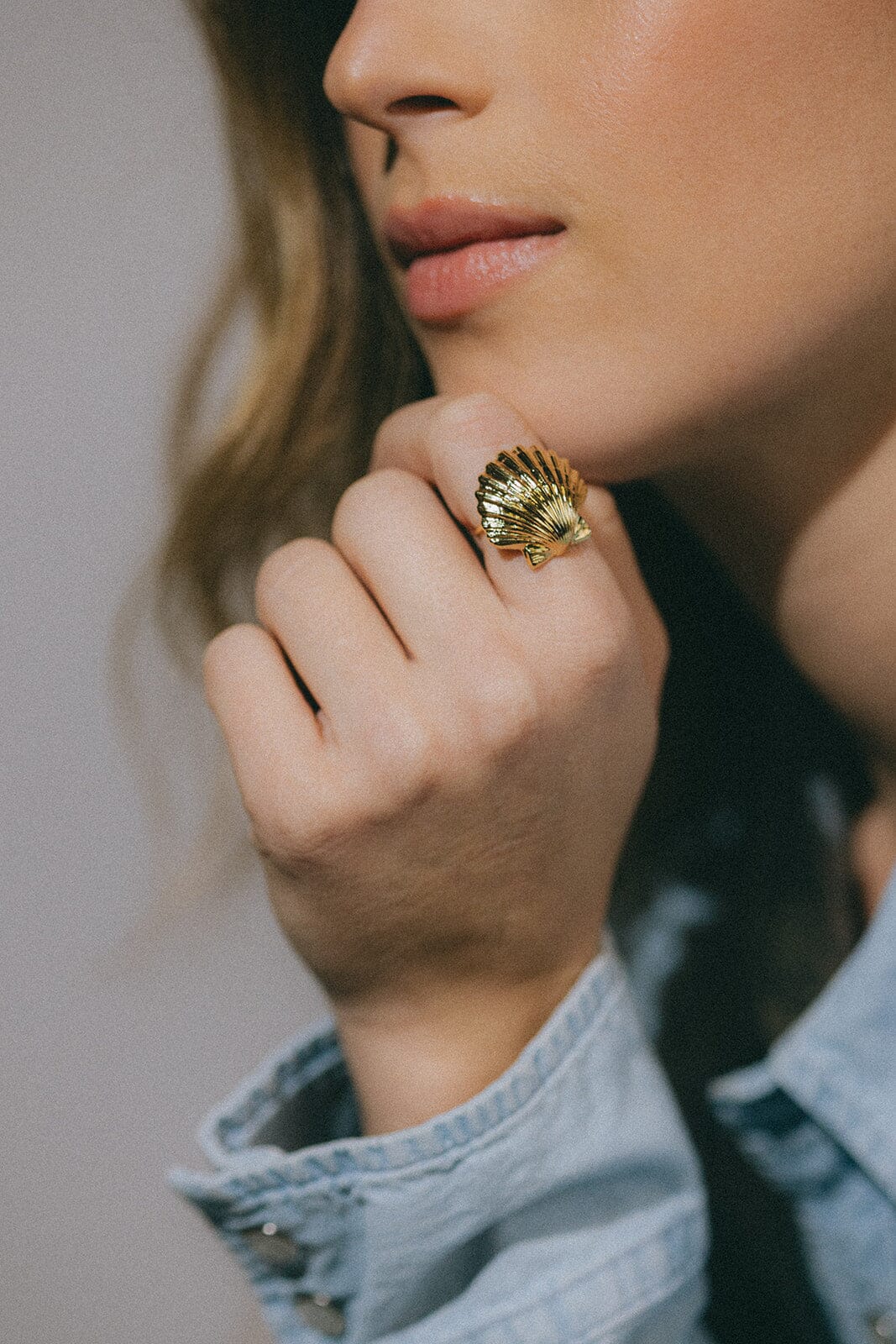 Maxi Bague Nérée Or Coquillage Ajustable Bagues Monsieur Simone