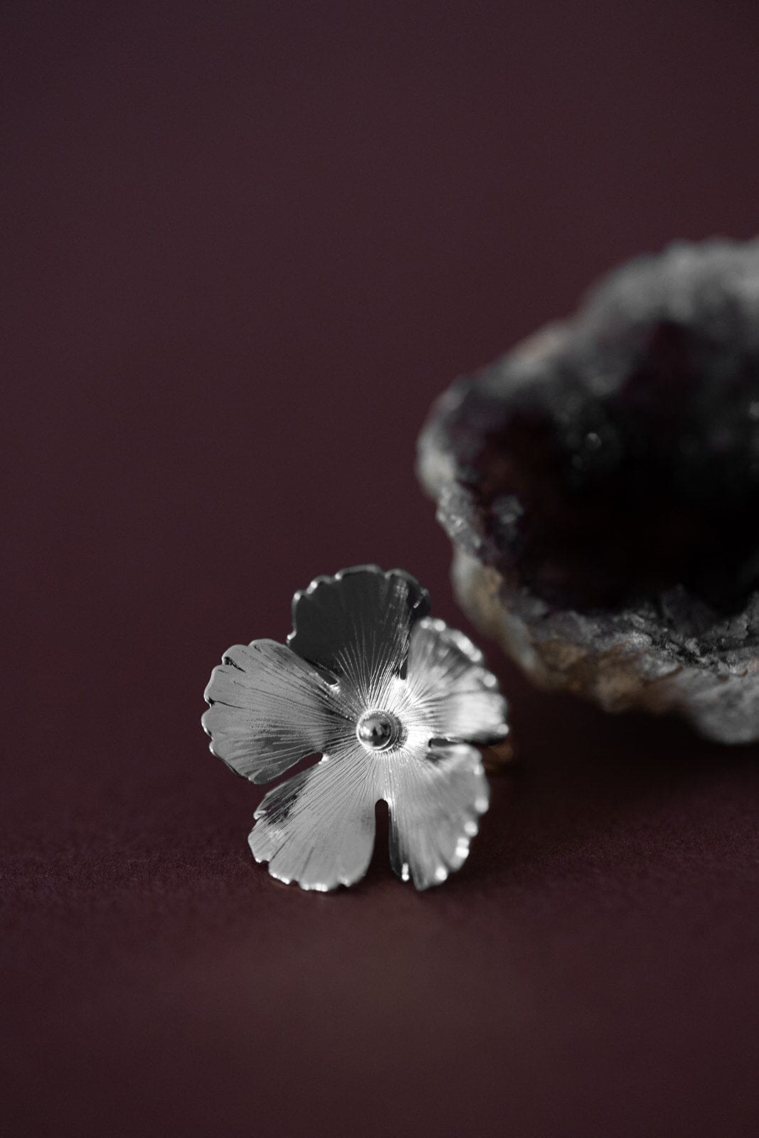 Maxi Bague Orphée Argent Fleur Ajustable Bagues Monsieur Simone