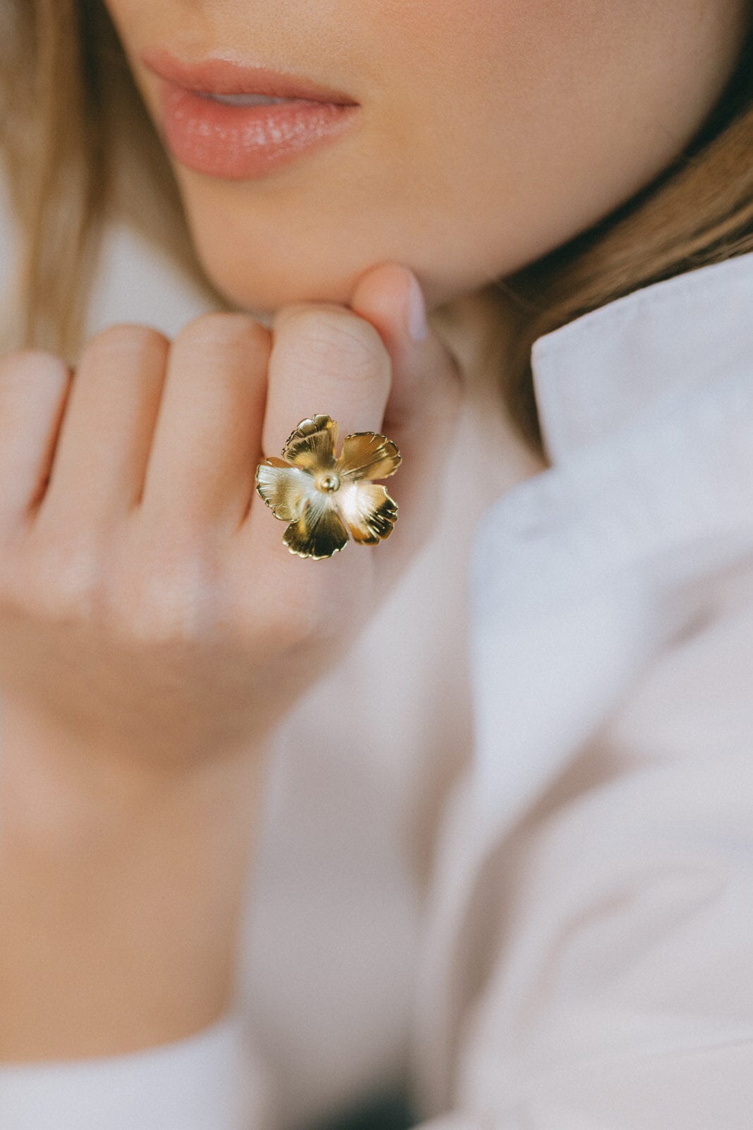 Maxi Bague Orphée Argent Fleur Ajustable Bagues Monsieur Simone