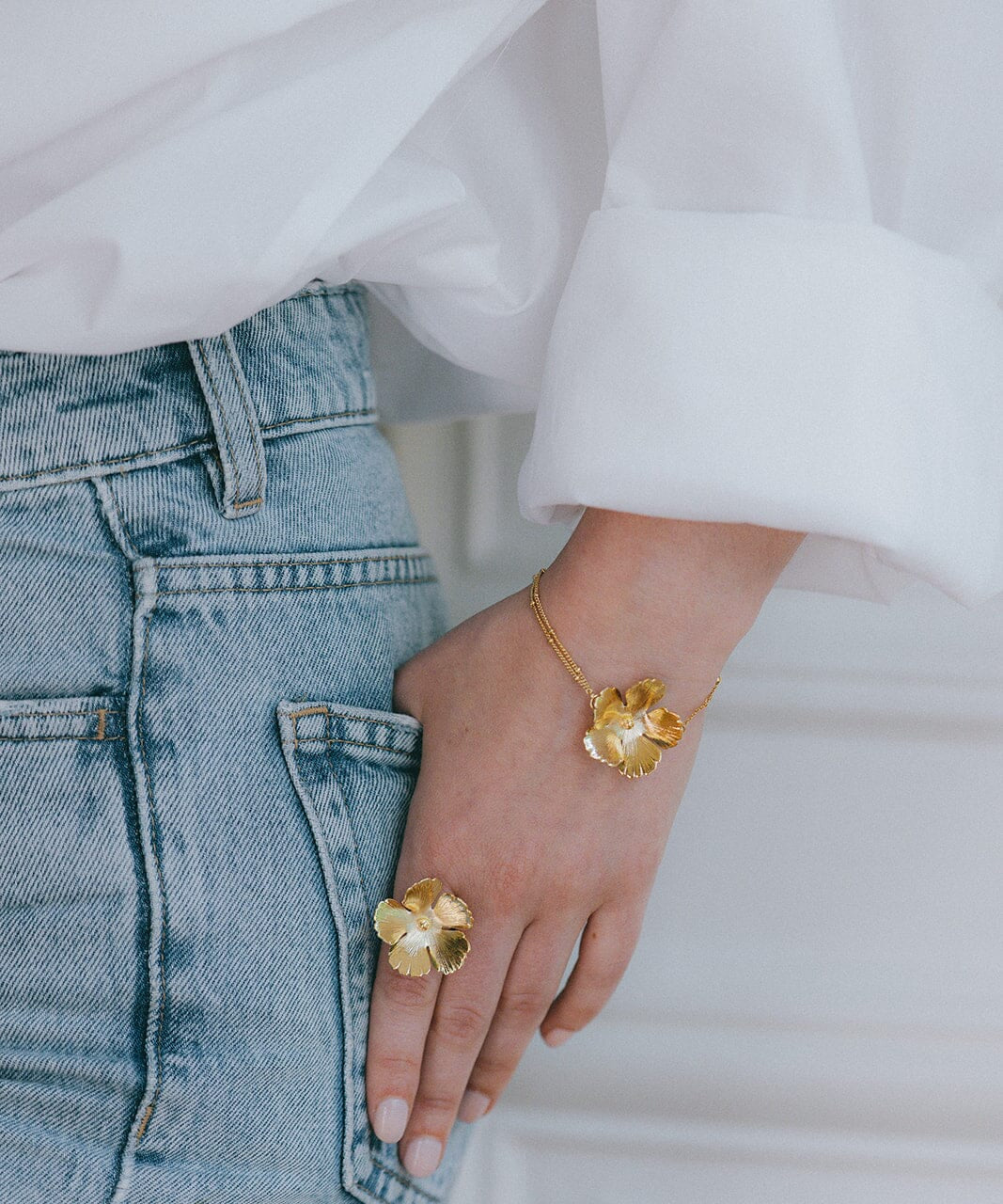 Maxi Bague Orphée Or Fleur Ajustable Bagues Monsieur Simone