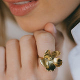 Maxi Bague Orphée Or Fleur Ajustable Bagues Monsieur Simone