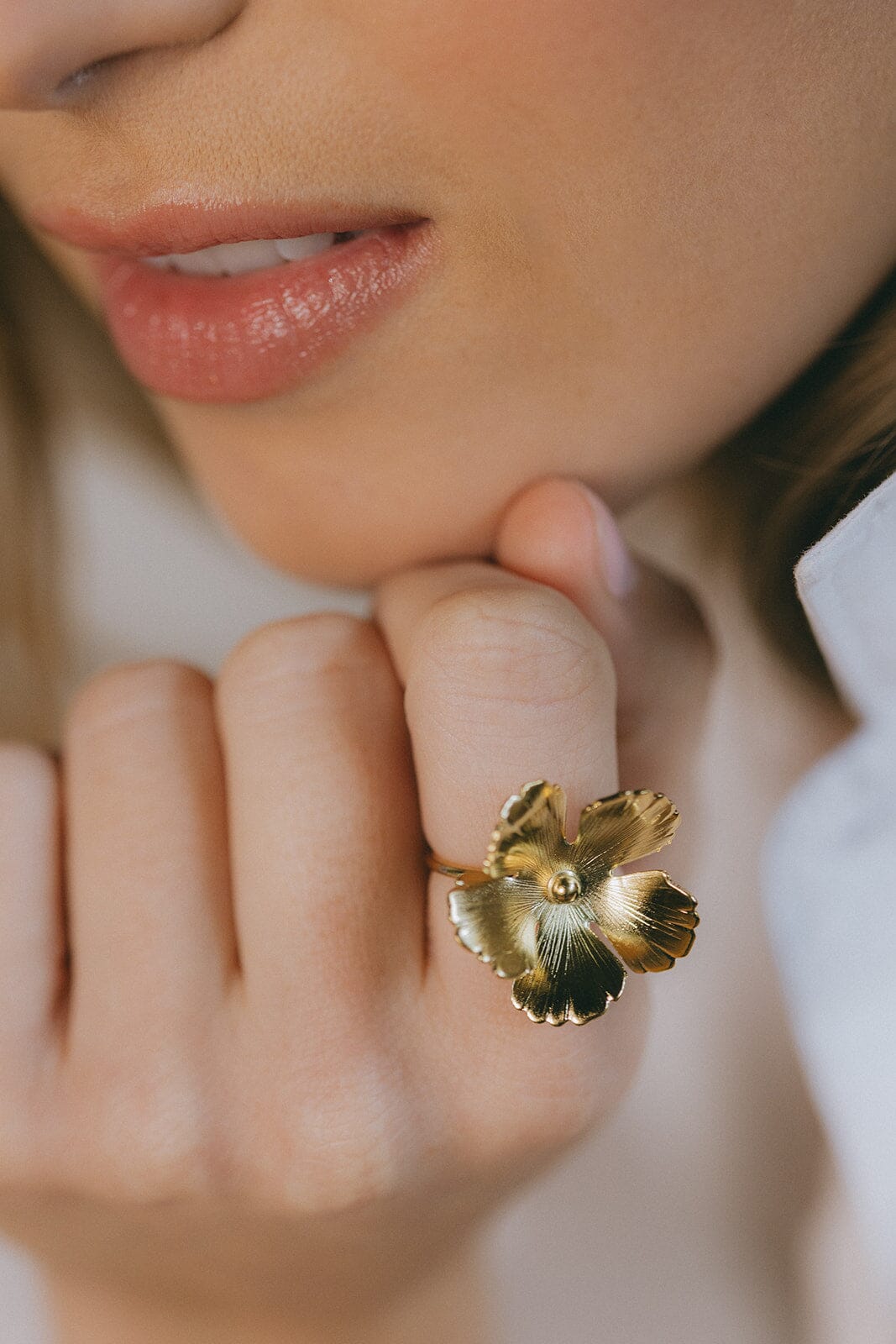 Maxi Bague Orphée Or Fleur Ajustable Bagues Monsieur Simone