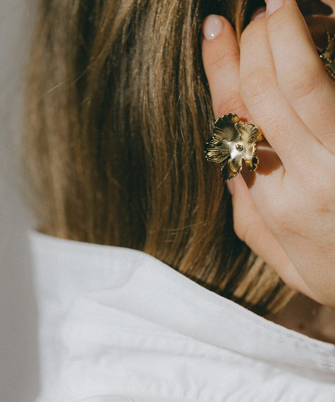 Maxi Bague Orphée Or Fleur Ajustable Bagues Monsieur Simone