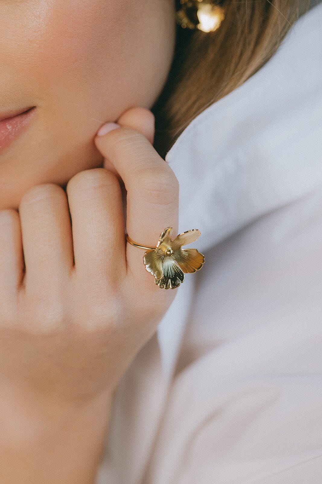 Maxi Bague Orphée Or Fleur Ajustable Bagues Monsieur Simone