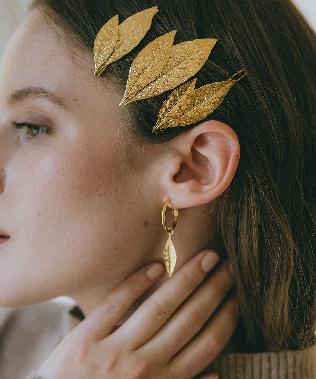 Maxi Barrette Thalie Or Feuilles Accessoires Monsieur Simone