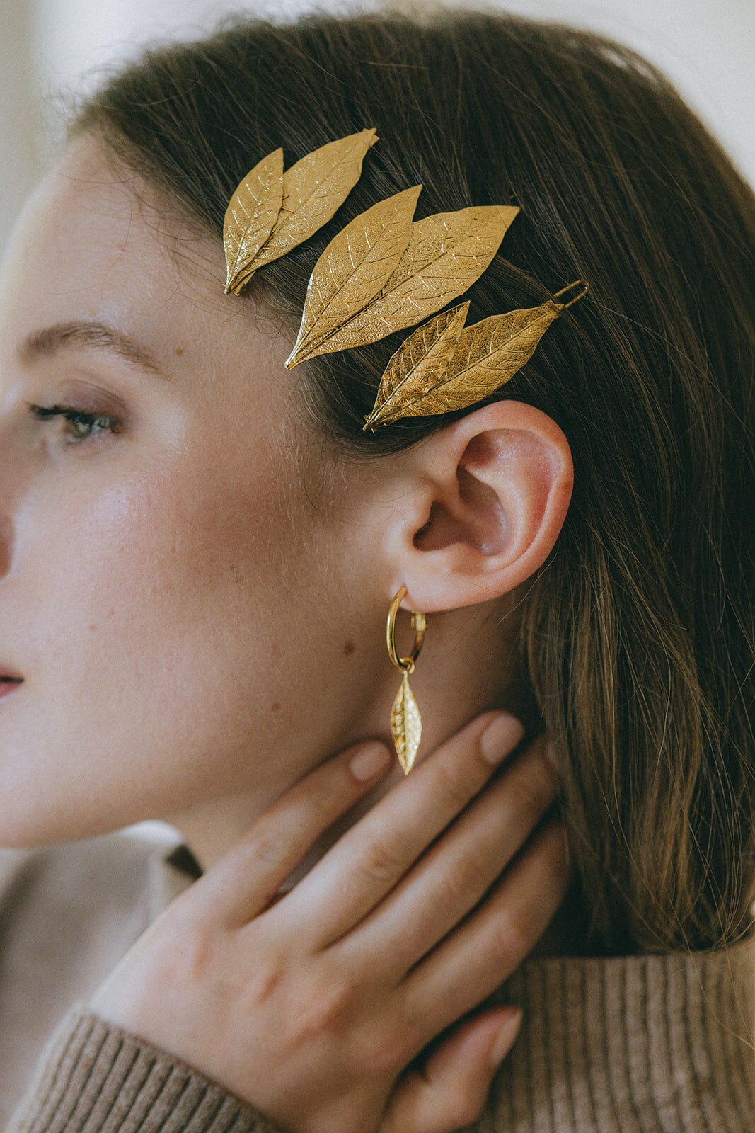Maxi Barrette Thalie Or Feuilles Accessoires Monsieur Simone