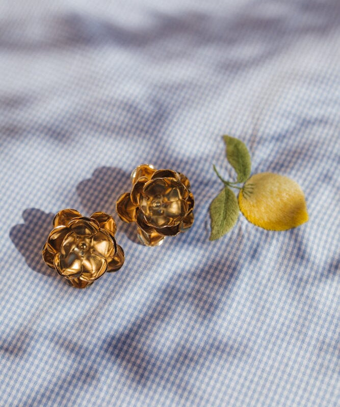 Maxi Boucles d'Oreilles Puces Aglaé Or Fleurs Boucles d'Oreilles Monsieur Simone