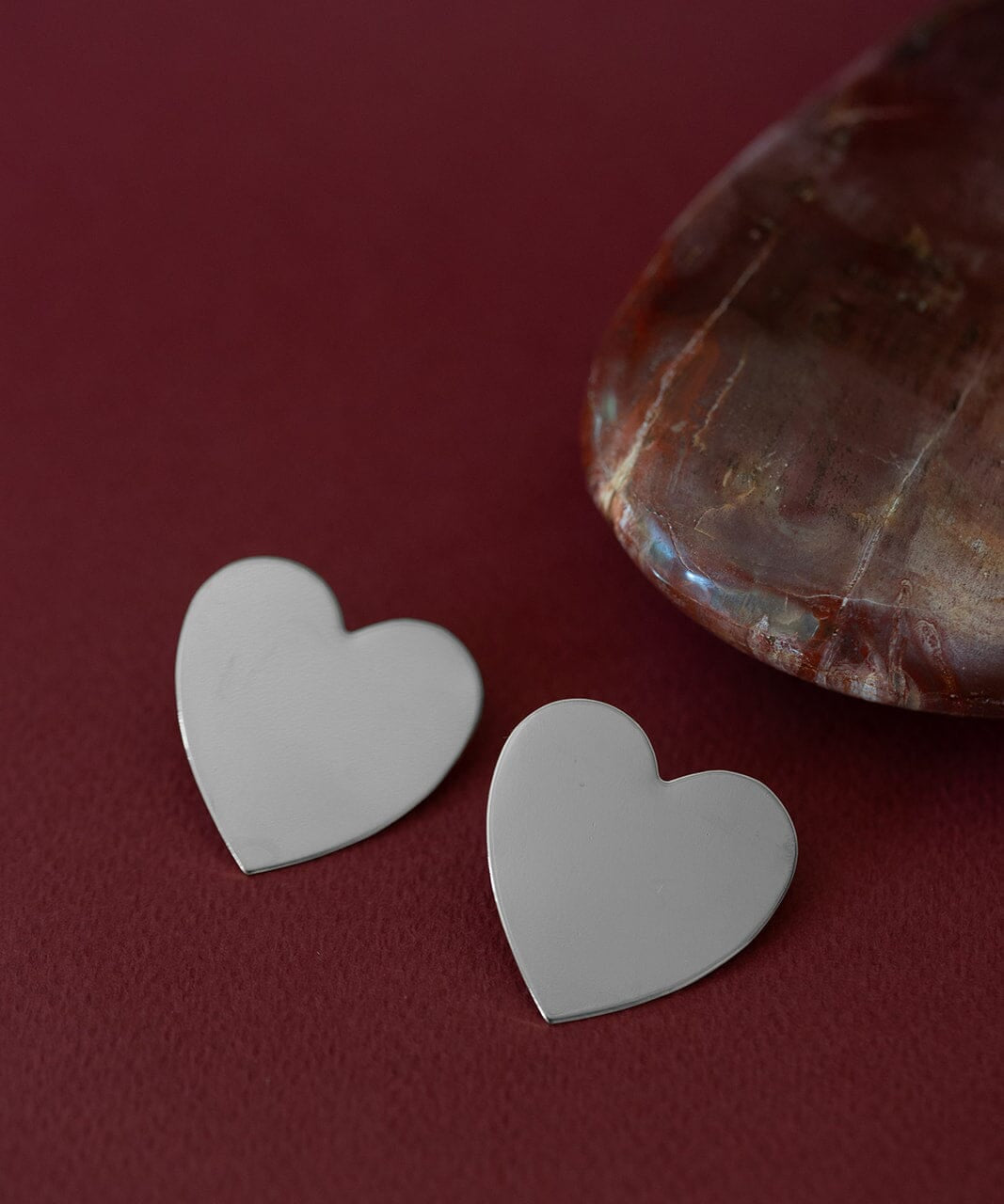Maxi Boucles d'Oreilles Puces Aphrodite Argent Coeur Boucles d'Oreilles Monsieur Simone