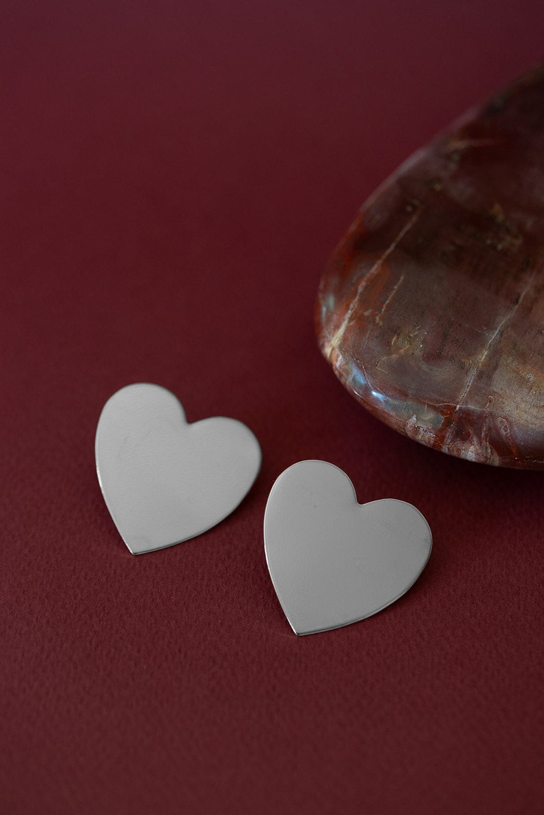 Maxi Boucles d'Oreilles Puces Aphrodite Argent Coeur Boucles d'Oreilles Monsieur Simone