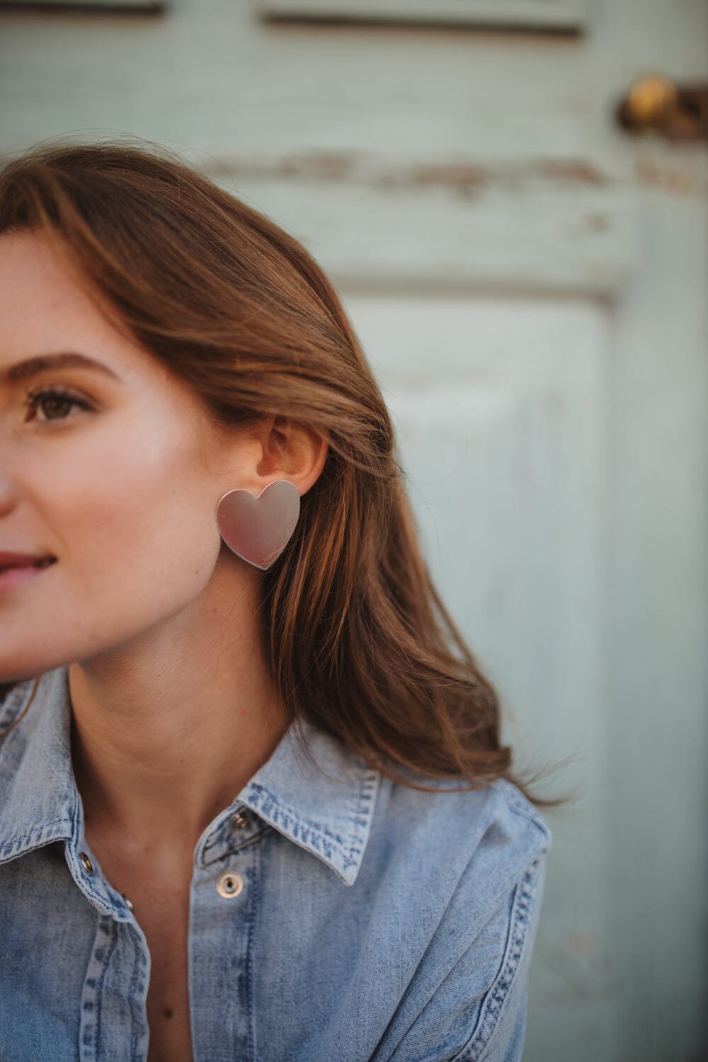 Maxi Boucles d'Oreilles Puces Aphrodite Argent Coeur Boucles d'Oreilles Monsieur Simone