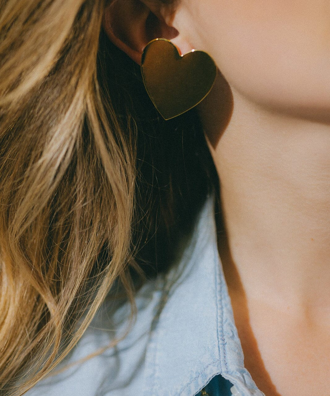 Maxi Boucles d'Oreilles Puces Aphrodite Or Coeur Boucles d'Oreilles Monsieur Simone