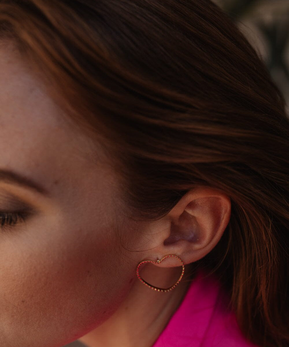 Maxi Boucles d'Oreilles Puces Aura Argent Coeur Boucles d'Oreilles Monsieur Simone