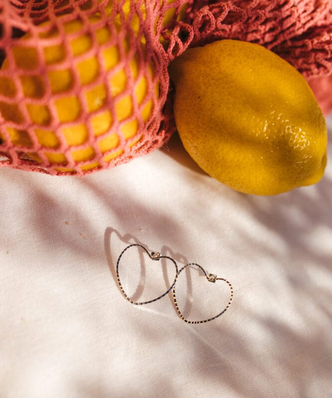 Maxi Boucles d'Oreilles Puces Aura Argent Coeur Boucles d'Oreilles Monsieur Simone