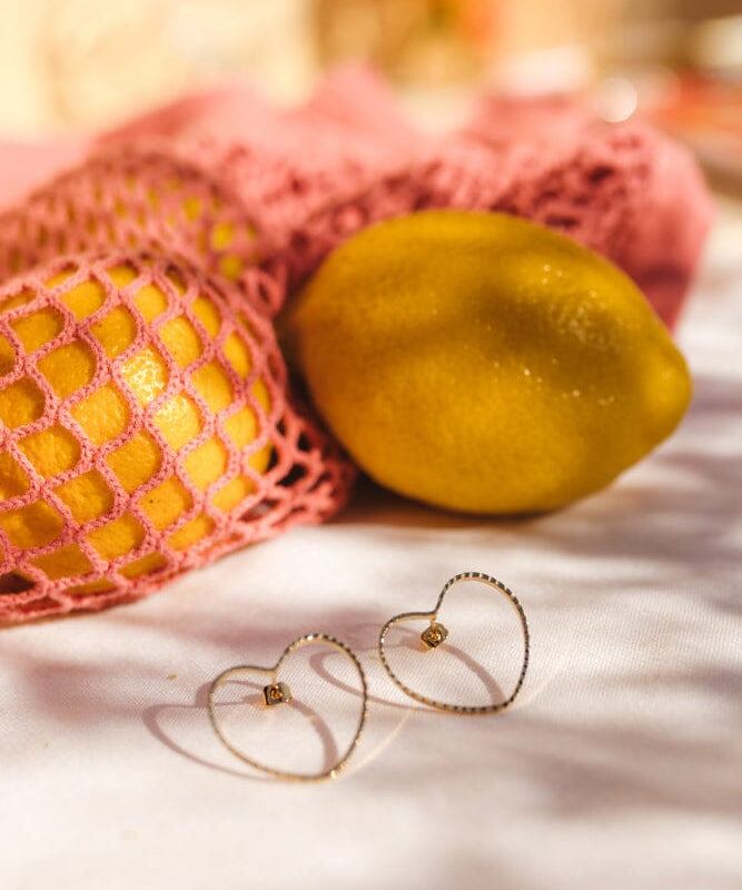Maxi Boucles d'Oreilles Puces Aura Or Coeur Boucles d'Oreilles Monsieur Simone