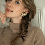 Maxi Boucles d'Oreilles Puces Chloris Argent Fleurs Boucles d'Oreilles Monsieur Simone