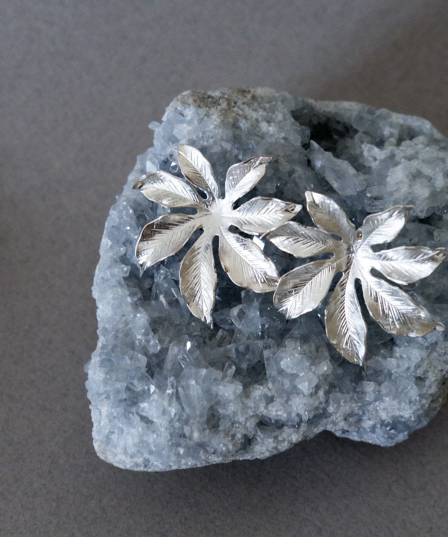 Maxi Boucles d'Oreilles Puces Chloris Argent Fleurs Boucles d'Oreilles Monsieur Simone