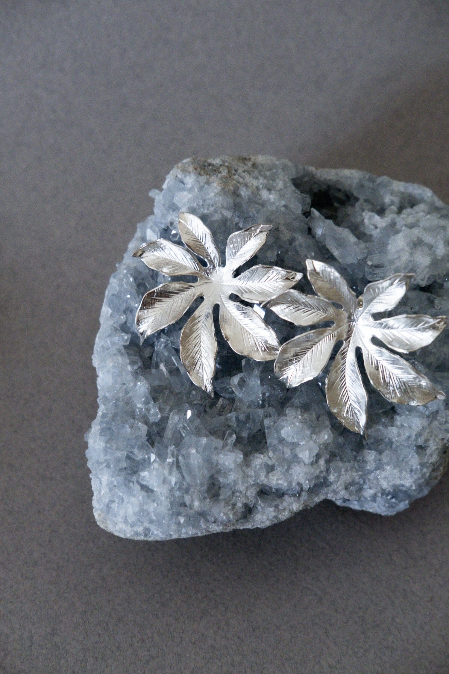 Maxi Boucles d'Oreilles Puces Chloris Argent Fleurs Boucles d'Oreilles Monsieur Simone