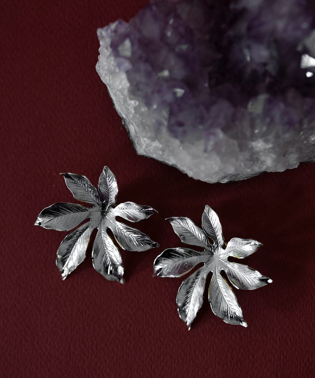 Maxi Boucles d'Oreilles Puces Chloris Argent Fleurs Boucles d'Oreilles Monsieur Simone