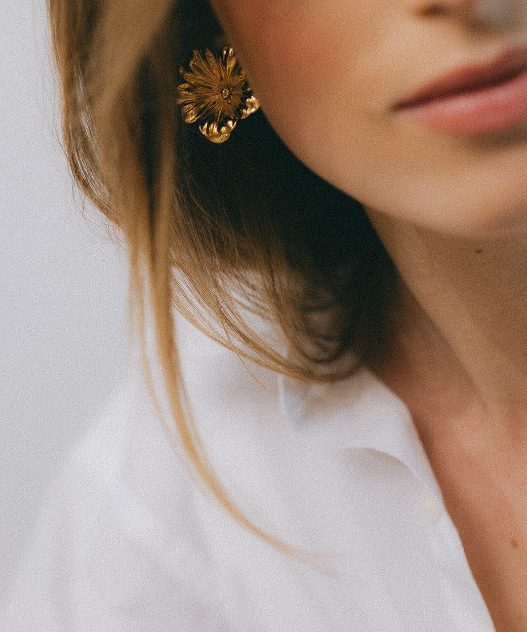 Maxi Boucles d'Oreilles Puces Gaïa Argent Fleurs Boucles d'Oreilles Monsieur Simone