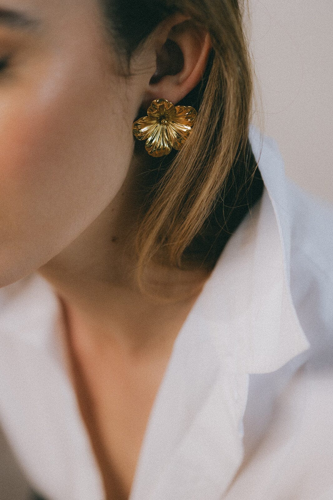 Maxi Boucles d'Oreilles Puces Gaïa Argent Fleurs Boucles d'Oreilles Monsieur Simone