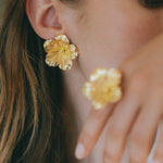 Maxi Boucles d'Oreilles Puces Gaïa Argent Fleurs Boucles d'Oreilles Monsieur Simone