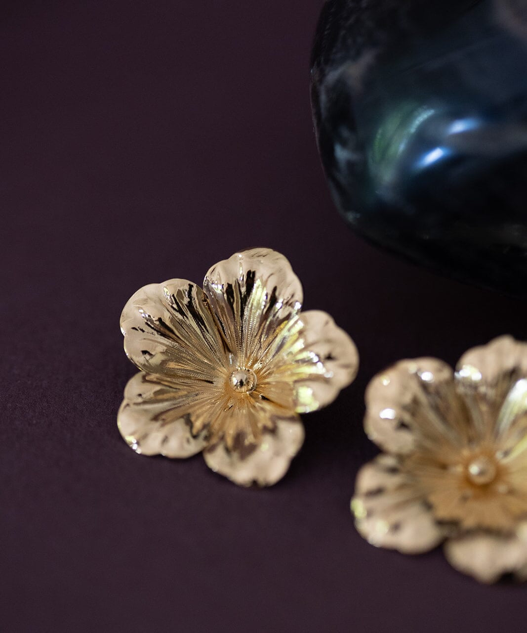 Maxi Boucles d'Oreilles Puces Gaïa Or Fleurs Boucles d'Oreilles Monsieur Simone