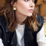 Maxi Boucles d'Oreilles Puces Gaïa Or Fleurs Boucles d'Oreilles Monsieur Simone