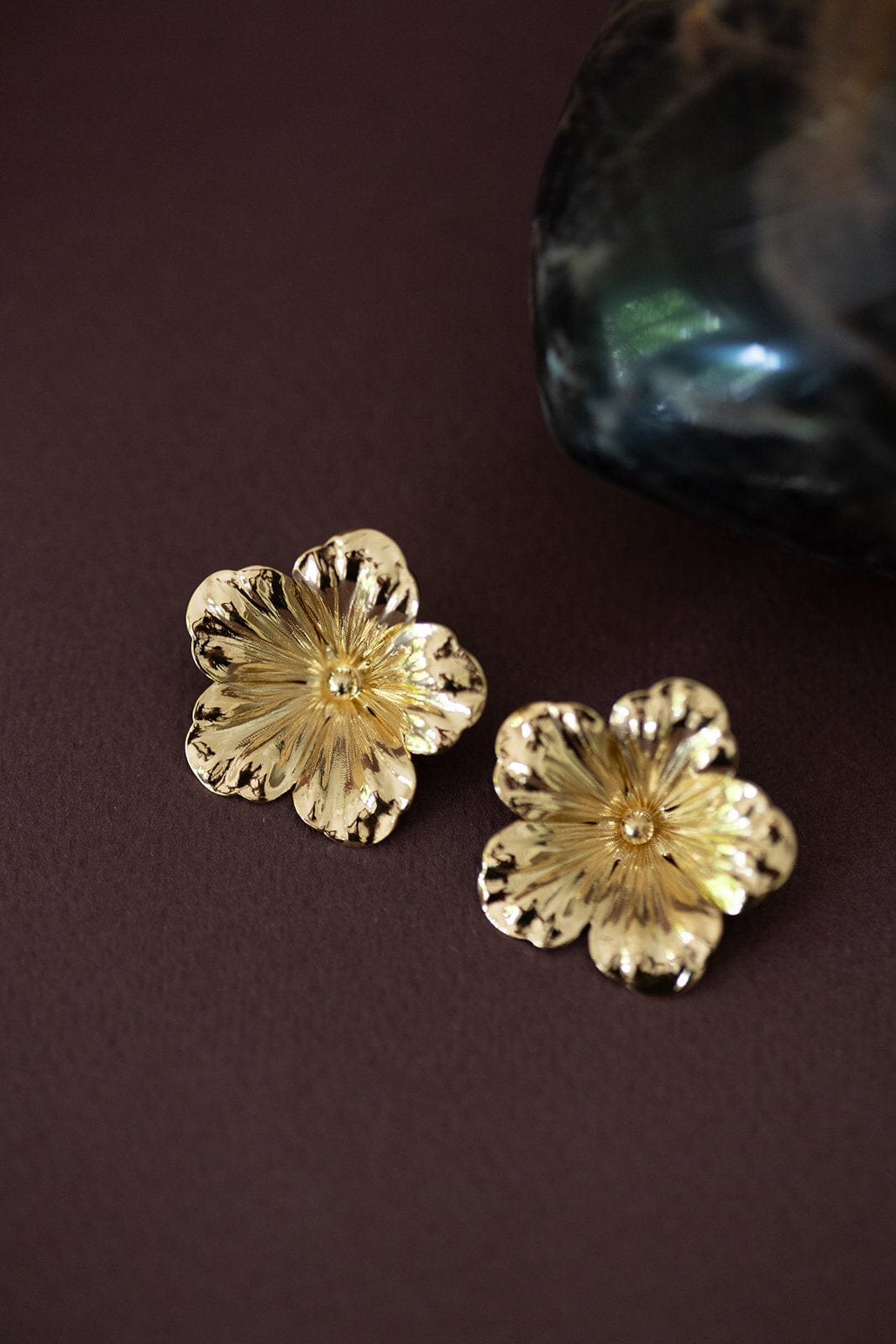 Maxi Boucles d'Oreilles Puces Gaïa Or Fleurs Boucles d'Oreilles Monsieur Simone