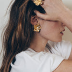 Maxi Boucles d'Oreilles Puces Gaïa Or Fleurs Boucles d'Oreilles Monsieur Simone