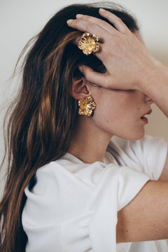 Maxi Boucles d'Oreilles Puces Gaïa Or Fleurs Boucles d'Oreilles Monsieur Simone