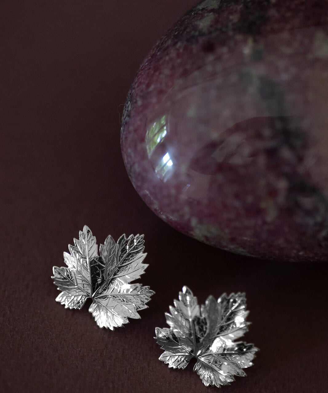 Maxi Boucles d'Oreilles Puces Héra Argent Feuilles Boucles d'Oreilles Monsieur Simone