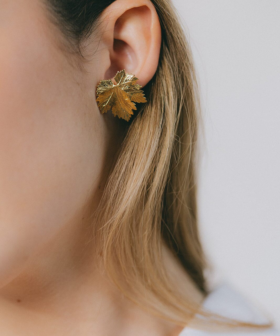 Maxi Boucles d'Oreilles Puces Héra Argent Feuilles Boucles d'Oreilles Monsieur Simone